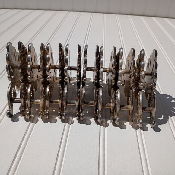 Silverplate Knife Rest SET OF 8 Silver Plated Neoclassical Fleur de Lis Vintage - Picture 7 of 11